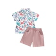thumbnail image 1 of Coduop Toddler Baby Boys 2Pcs Outfit Set,Short Sleeve Lapel Shirt and Shorts Two-Piece Clothes Set, 1 of 9