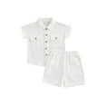 thumbnail image 1 of Coduop Toddler Baby Boys Summer Outfits Button Down Short Sleeve Shirts and Shorts Boys Clothes Set, 1 of 7