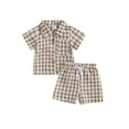 thumbnail image 1 of Coduop Toddler Baby Boys Summer Outfits Plaid Pocket Short Sleeve Shirts Shorts Clothes Set, 1 of 7