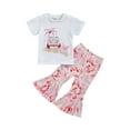 thumbnail image 1 of Coduop Toddler Baby Girl Bell Bottoms Outfit Pullover T-shirt Top Flare Pants 0-4 Years, 1 of 6