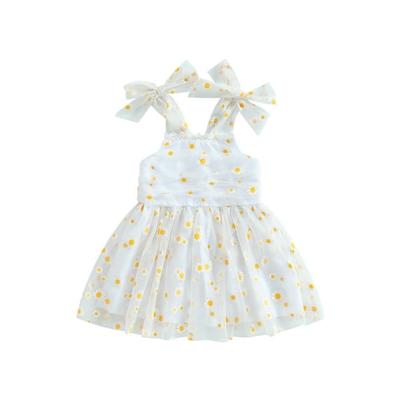 Coduop Toddler Baby Girl Flower Dress Sling Strap Tulle Tutu Dresses Princess Sundress