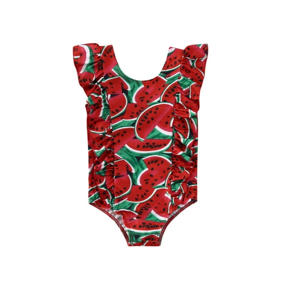 Coduop Toddler Baby Girl One-piece Swimsuit Ruffled Beachwear Sleeveless Bikini Bathing Suit