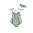 thumbnail image 1 of Coduop Toddler Baby Girl Romper Flower Jumpsuit One Piece Bodysuit with Headband, 1 of 6