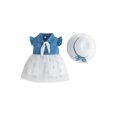 thumbnail image 1 of Coduop Toddler Baby Girls Dress Summer Strawberry Floral Fly Sleeve Denim A-line Dress,with Sun Hat, 1 of 6