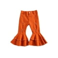 thumbnail image 1 of Coduop Toddler Baby Girls Kid Flared Denim Pants Ruffled Wide Legs Ripped Jeans 2-7 Years, 1 of 6