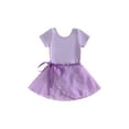 thumbnail image 1 of Coduop Toddler Baby Girls Short Sleeve Leotard with Skirt Kid Dance Ballet Tutu Dress, 1 of 8