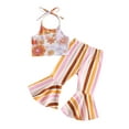 thumbnail image 1 of Coduop Toddler Baby Girls Sleeveless Floral Sling Crop Top and Flared Long Pants Outfit Set, 1 of 8