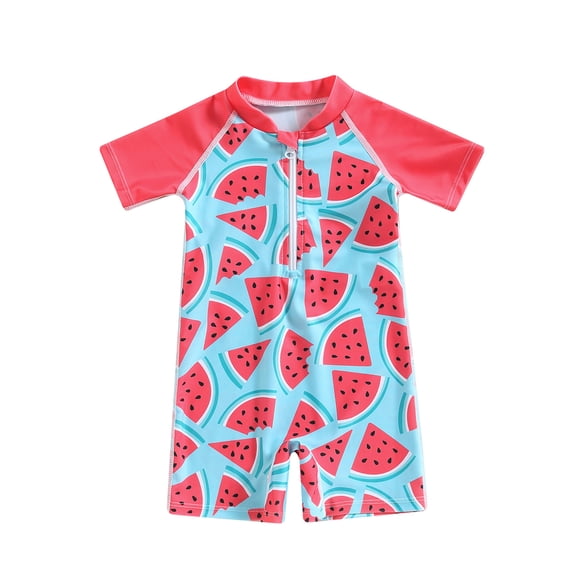 Coduop Toddler Baby Kids Boys Girls Cartoon Swimsuit Zipper One Piece Swimwear 1-6 Years