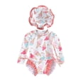 thumbnail image 1 of Coduop Toddler Bathing Suit Girls Long Sleeve Zipper Ruffle One Piece Swimsuit Kids Rash Guard, 1 of 8