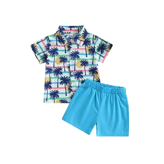 Coduop Toddler Boys Pants Suit,Watermelon/ Coconut Tree Lapel Shirt