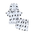 thumbnail image 1 of Coduop Toddler Boys Summer Lightning Symbol Short Sleeve Hooded T-shirt and Shorts Outfit Set, 1 of 8