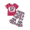 thumbnail image 1 of Coduop Toddler Girls 2Pcs Outfit Set,Short Sleeve T-shirt and Long Pants Two-piece Clothes Set, 1 of 8