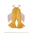 thumbnail image 1 of Coduop Toddler Kids Girls Jumpsuits Colorful Tassel Sleeveless Tie-Up Romper Flare Pants Playsuits, 1 of 7