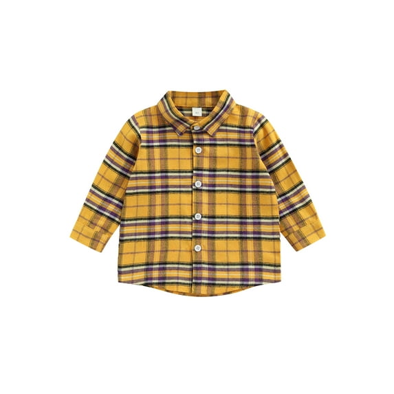 Coduop Toddler Kids Plaid Shirt Jacket Long Sleeve Lapel Button Down Cardigan Casual Shirts Blouse