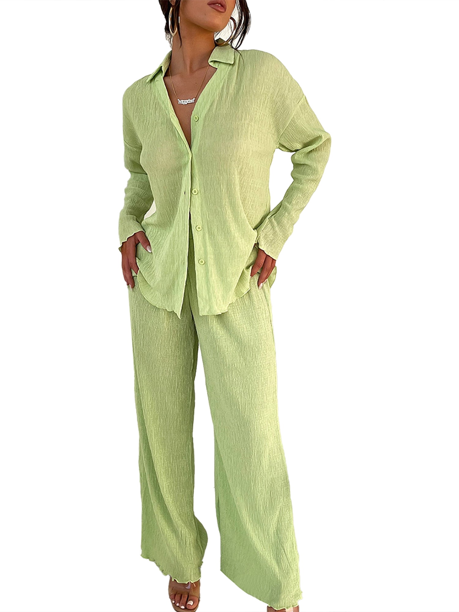 Coduop Women 2 Piece Pajamas Set Sleepsuit Long Sleeve Loungewear Set ...