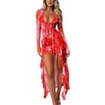 thumbnail image 1 of Coduop Women 3 Piece Swimsuits,Halter Triangle Bikini Set Bathing Suit with Cover Up Kimono, 1 of 8
