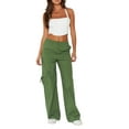 thumbnail image 1 of Coduop Women Baggy Cargo Pants Drawstring Mid Waist Jogger Pants Straight Wide Leg Long Pants, 1 of 9