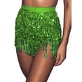 thumbnail image 1 of Coduop Women Belly Skirt,Sequined Fringe Miniskirt,Mini Skirt for Dance Performance,Rave Party, 1 of 9