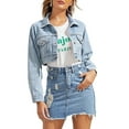 thumbnail image 1 of Coduop Women Casual Long Sleeve Denim Coats Button Cropped Single-breasted Ripped Jean Coat Jacket, 1 of 6