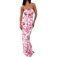 thumbnail image 1 of Coduop Women Elegant Strapless Maxi Dress Ruched Sleeveless Cut Out Cocktail Party Long Dresses, 1 of 6
