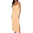 thumbnail image 1 of Coduop Women Long Bodycon Dress Floral Cowl Neck Sleeveless Cami Dress Slit Backless Party Dress, 1 of 5