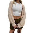 thumbnail image 1 of Coduop Women Long Sleeve Shrug Knit Cardigans Open Front Drop Shoulder Loose Ribbed Sweaters, 1 of 7