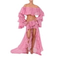 thumbnail image 1 of Coduop Women Outfit Set Long Sleeve Off Shoulder Crop Tops + Irregular Ruffle Skirt,Two Piece, 1 of 9