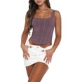 thumbnail image 1 of Coduop Women Ribbed Crop Tank Tops Sleeveless Square Neck Irregular Hem Cami Vest Tops, 1 of 6