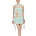 thumbnail image 1 of Coduop Women Ruffle 2 Piece Skirt Set Off Shoulder Tube Top Skirt Set Mesh 2pcs Outfit Set, 1 of 5