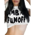 thumbnail image 1 of Coduop Women Short Sleeve Cropped T-shirt,Crew Neck Letters Print Summer Ladies Crop Tops, 1 of 9