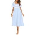 thumbnail image 1 of Coduop Women Short Sleeve Nightgowns Night Dress Ruffled Hem Lace Trim Princess Dress Sleepwear, 1 of 6