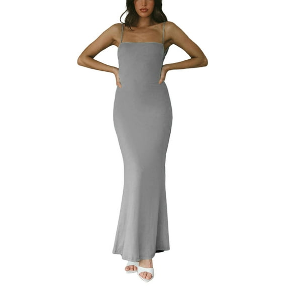 Coduop Women Sleeveless Backless Long Dress Female Clubwear Evening Party Bodycon Dresses