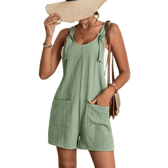 Coduop Women Sleeveless Baggy Overall Bodysuit Playsuit Adjustable Straps Casual Workout Jumpsuit