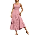 thumbnail image 1 of Coduop Women Smocked High Waist Flowy Maxi Dress Casual Sleeveless Flowy Tiered A Line Long Dress, 1 of 3