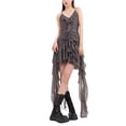 thumbnail image 1 of Coduop Women Spaghetti Strap Long Bodycon Dress Sleeveless Backless Irregular Ruffle Tassel Dress, 1 of 7