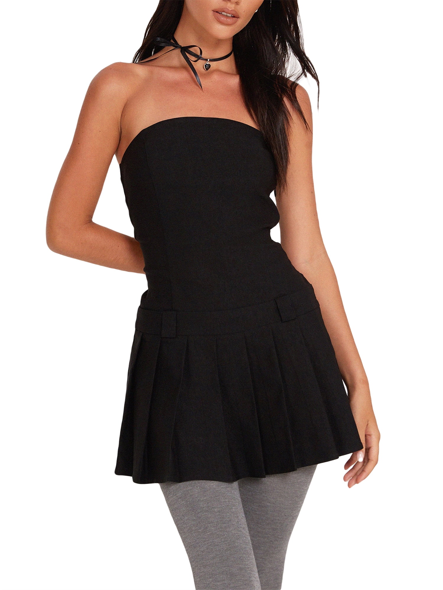 strapless open back dress Zorya Brown One Shoulder Cut-Out Mini Dress