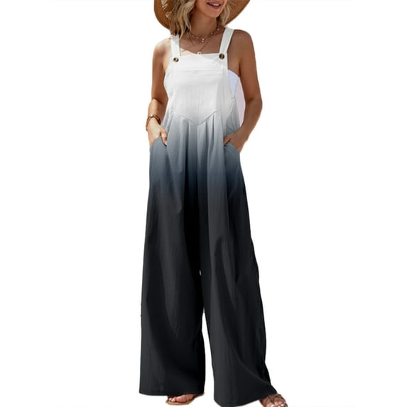 Coduop Women Summer Sleeveless High Waist Casual Wide Leg Jumpsuit Romper Plus size