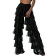 thumbnail image 1 of Coduop Women Tiered Ruffled Tulle Long Pants Sheer Mesh Multi Layer High Waist Wide Leg Pants, 1 of 4
