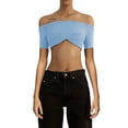 thumbnail image 1 of Coduop Women Twist Knot Front Knit Bandeau Tube Top Sleeveless Off Shoulder Strapless Cropped Crop, 1 of 3