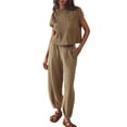 thumbnail image 1 of Coduop Women Two Piece Outfit Sets Knit Pullover Tops High Waisted Pants Tracksuit Matching Sets, 1 of 9