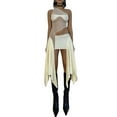 thumbnail image 1 of Coduop Women's Sexy One Shoulder Ruffles Sleeveless Mesh See-Through Bodycon Mini Short Dress, 1 of 6