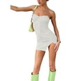 thumbnail image 1 of Coduop  Women's Spaghetti Strap Bodycon Mini Dress Low Cut Backless Cutout A-Line Corset Dress, 1 of 2
