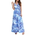 thumbnail image 1 of Coduop Women's Spaghetti Strap Midi Dress Sleeveless Backless V Neck Boho Floral Dress, 1 of 8