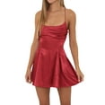 thumbnail image 1 of Coduop Women's Summer Mini Dress Sleeveless Spaghetti Strap Tie Knot Back Cami A-Line Dress, 1 of 5