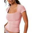 thumbnail image 1 of Coduop Womens Crop Tops Cute Summer Basic Tees Slim Fit Short Sleeve T Shirts, 1 of 4