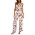 thumbnail image 1 of Coduop Womens Floral 2 Piece Outfit Set Off Shoulder Strapless Tank Tops and Wide Leg Pants Suits, 1 of 9