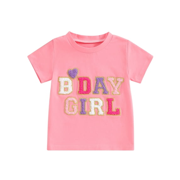CoduopToddler Baby Girl Boy Birthday Outfit One/Two/Three/Four/Five/Six Summer Short Sleeve Shirts
