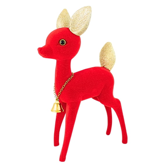 Cody Foster 12.00In Kitschy Flocked Deer Red, Resin, Gold Ear Tail Reindeer Cd3102r
