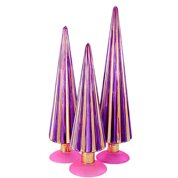 Cody Foster 14.50In Pleated Tree Violet Copper, Glass, Christmas Glass Trees Cd1857vc
