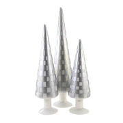 Cody Foster 18.25In Gray Trees Set/3, Glass, Checkered Glass Tree Cd1624gy